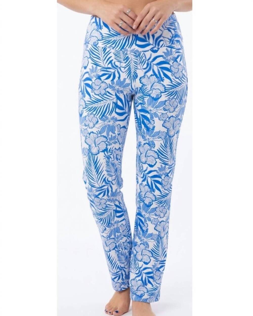 NEW LULU-B colorful palazzo pants in blue/white